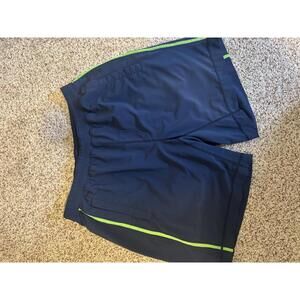 Lululemon Men's Athletic Shorts Navy Blue with Green Accents Size XL